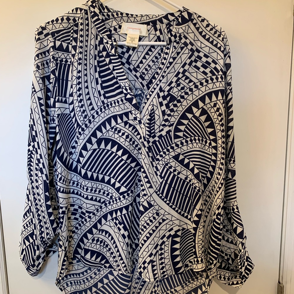 Fun Blue & White Blouse